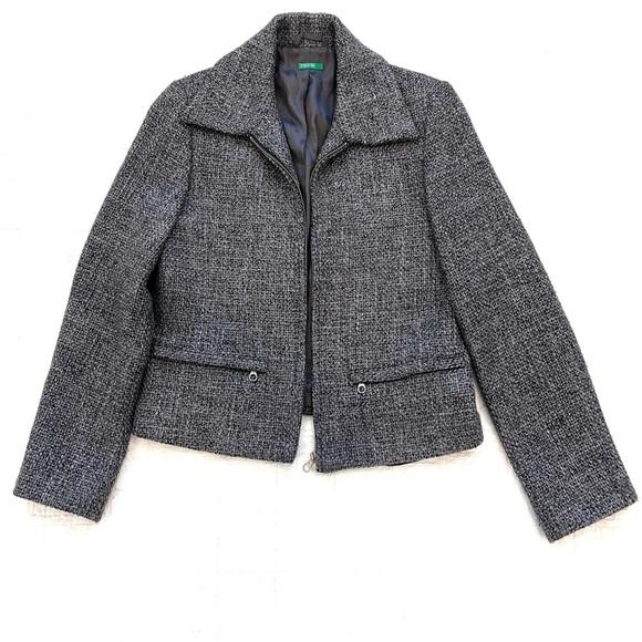 United Colors Of Benetton Jackets & Blazers - Benetton Italian Wool Blend Zip Up Jacket Blazer EUC